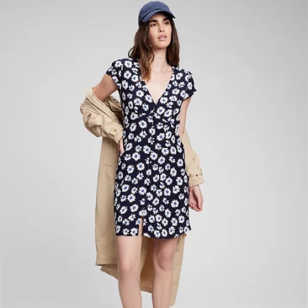 Gap Floral Navy Dress with White Daisies size 10